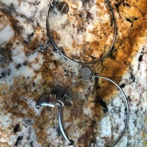 Alex and Ani gunmetal finish tiger claw and key bangles – Set of 2